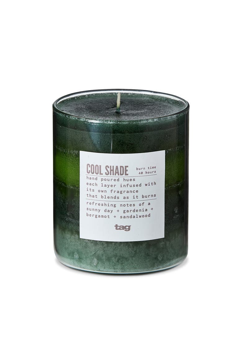 Cool Shade Scented Paraffin Wax Pillar Candle Small Green, Main, color, Green