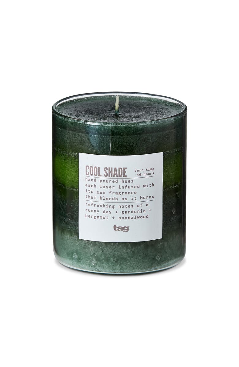 tag Cool Shade Scented Paraffin Wax Pillar Candle Small Green, Main, color, Green