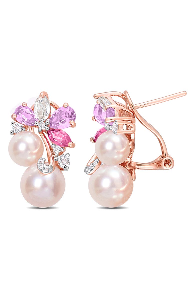 DELMAR White Topaz, Pink Quartz & Cultured Pearl Earrings, Main, color,