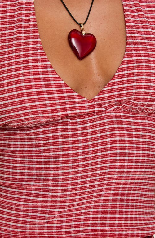 Princess Polly Whimsy Gingham Halter Top In Red
