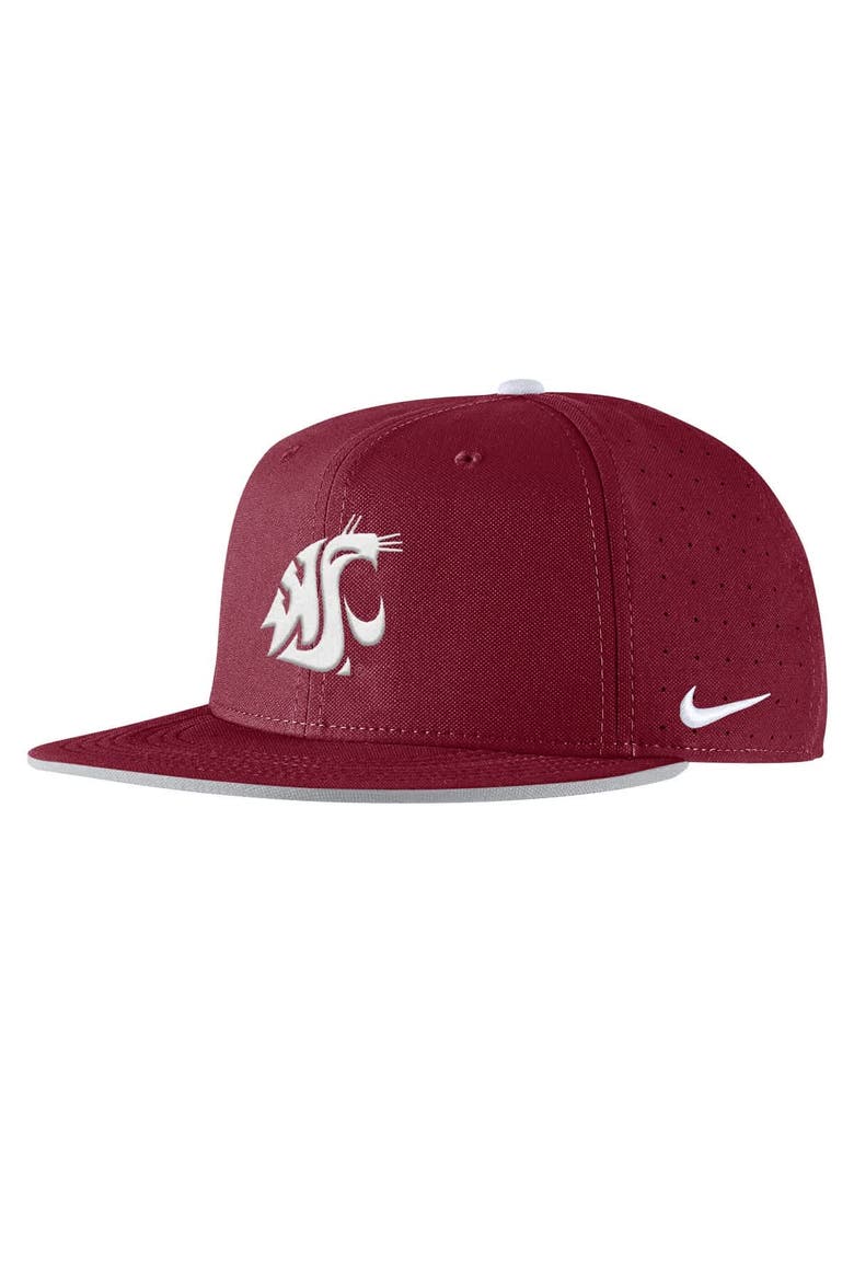 Men's Nike Crimson Washington State Cougars 2025 On-Field True Performance Baseball Fitted Hat, Alternate, color, Crimson