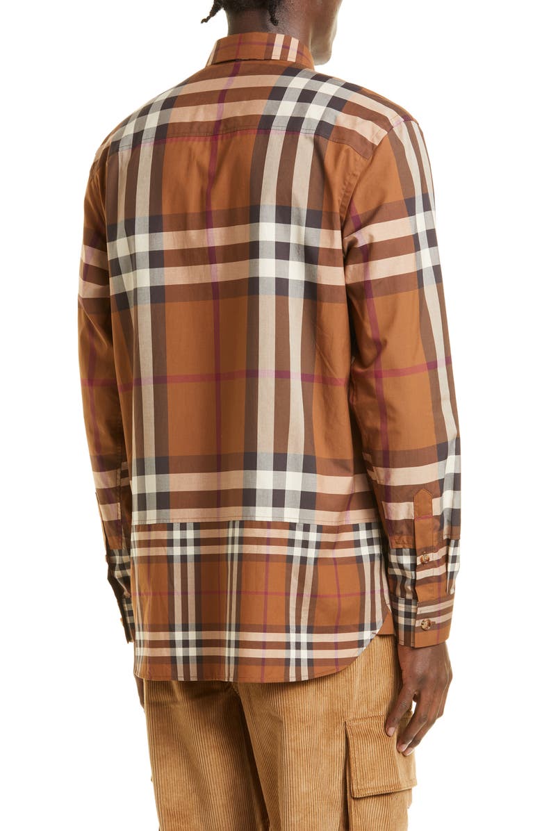 Burberry Men's Causton Contrast Check Button-Down Shirt, Alternate, color, 