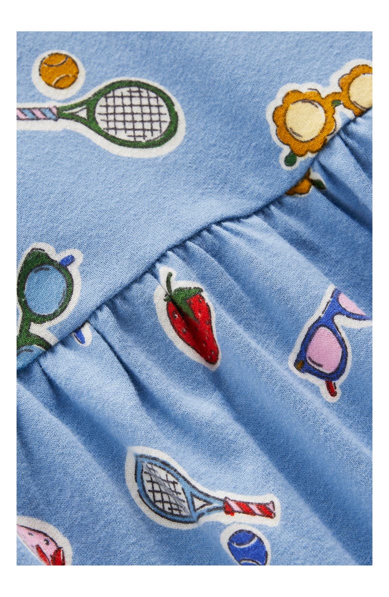 Mini Boden Kids' Print Cotton Jersey T-Shirt Dress, Alternate, color, Glacier Blue Holiday Print