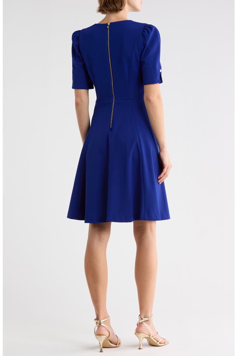 Short Sleeve Ruched Fit & Flare Dress, Alternate, color, MARINE