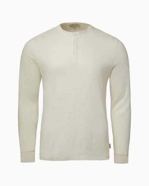 Onia LONG SLEEVE LINEN HENLEY in White 