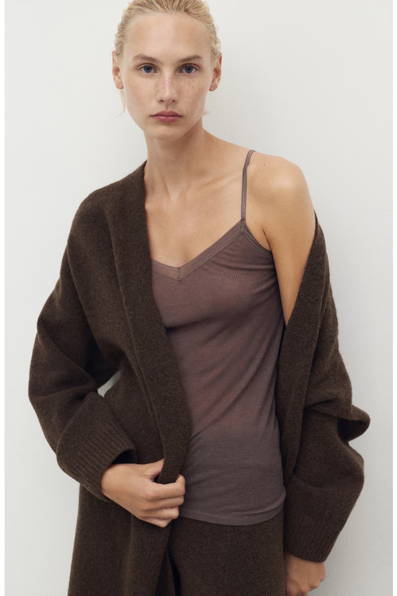 Longline Tie Belt Cardigan, Alternate, color, CHOCOLATE