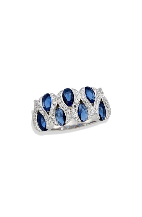Blue & White Cubic Zirconia Ring