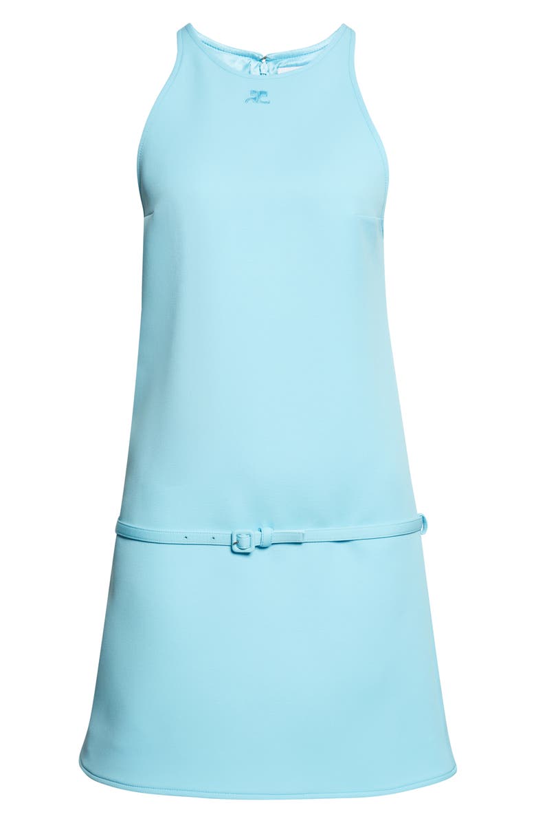 Courrèges Belted Twill A-Line Minidress, Main, color, Aqua