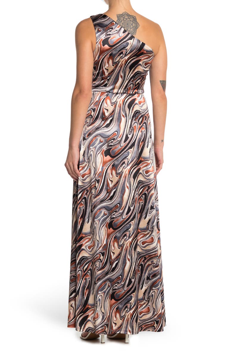 Love By Design Lisabeth Printed Satin One-Shoulder Dress, Alternate, color, 