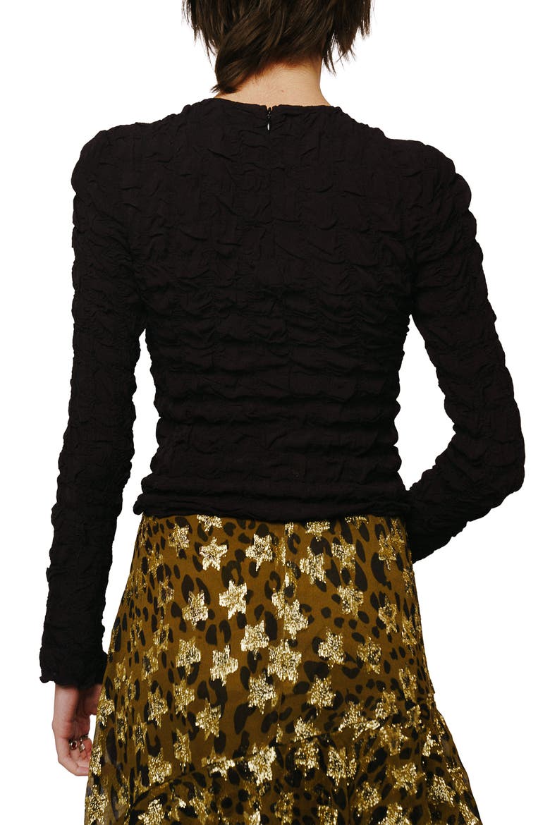 Janet Smocked Long Sleeve Top, Alternate, color, BLACK