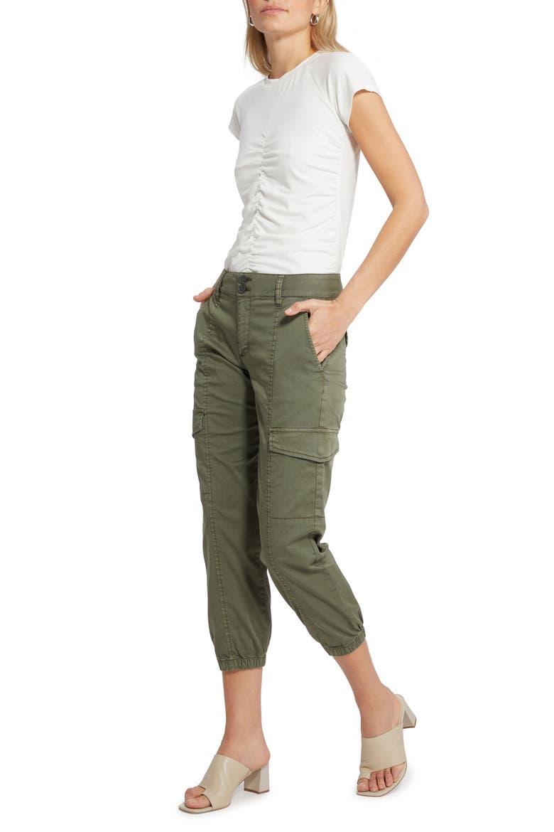 Rebel Crop Stretch Cotton Cargo Pants, Alternate, color, HIKER GREEN