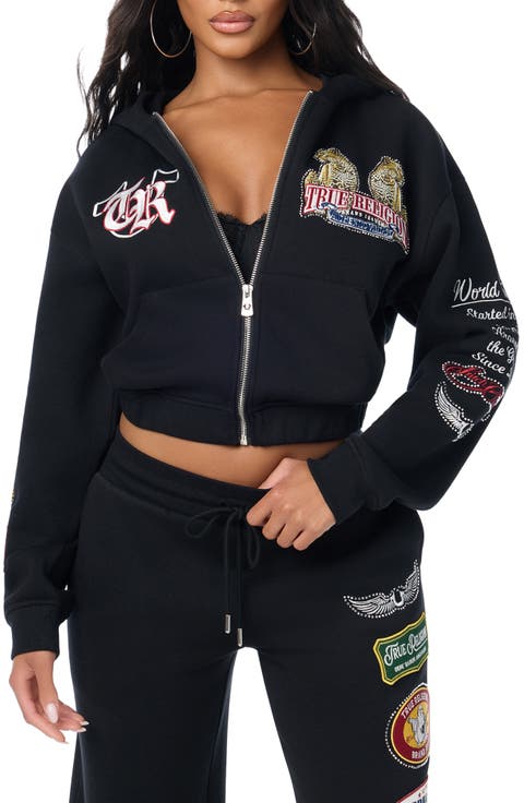 Varsity Crystal Full Zip Hoodie