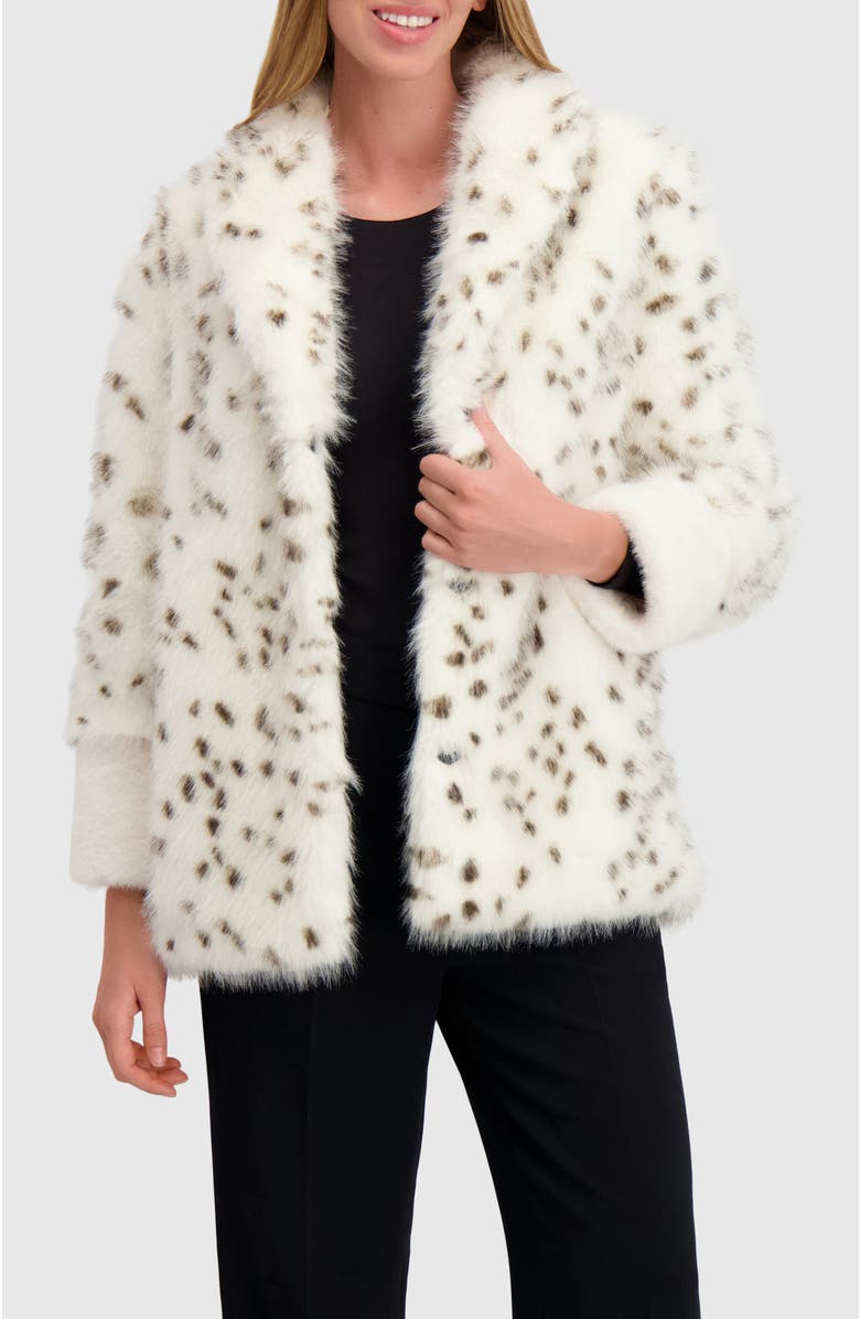 Lyla Grant Fur-Free Fox & Mink (Faux Fur) Jacket, Alternate, color, White/Black Spotted