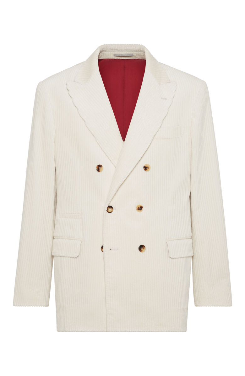 Brunello Cucinelli Cotton wide wale corduroy one-and-a-half breasted deconstructed blazer, Main, color, 