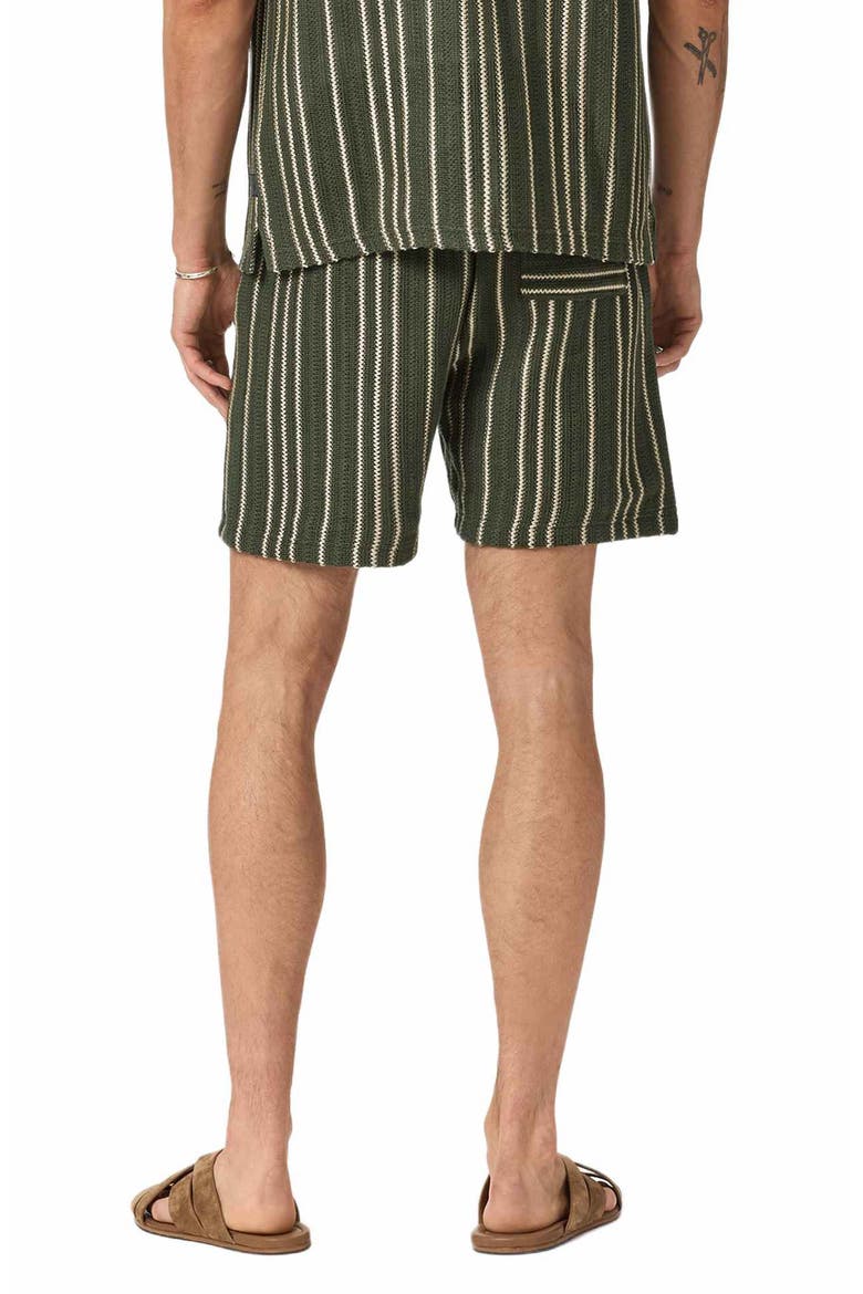 Everson Vertical Texture Stripe Cotton Blend Drawstring Shorts, Alternate, color, MOSS
