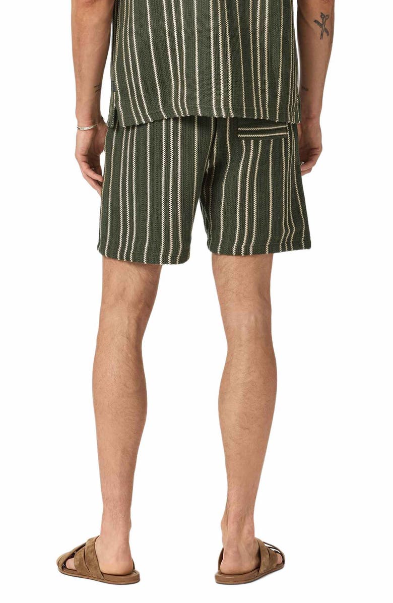 John Varvatos Everson Vertical Texture Stripe Cotton Blend Drawstring Shorts, Alternate, color, Moss