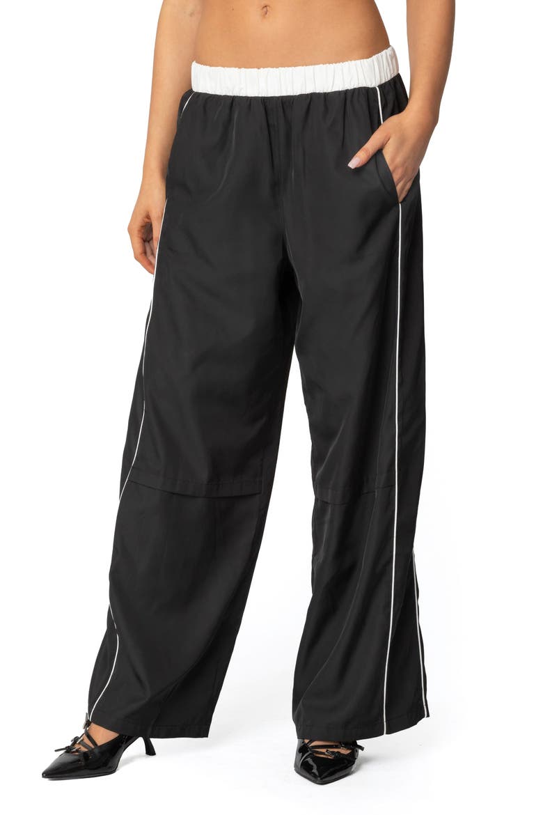 Ofir Contrast Waist Track Pants, Main, color, BLACK-AND-WHITE