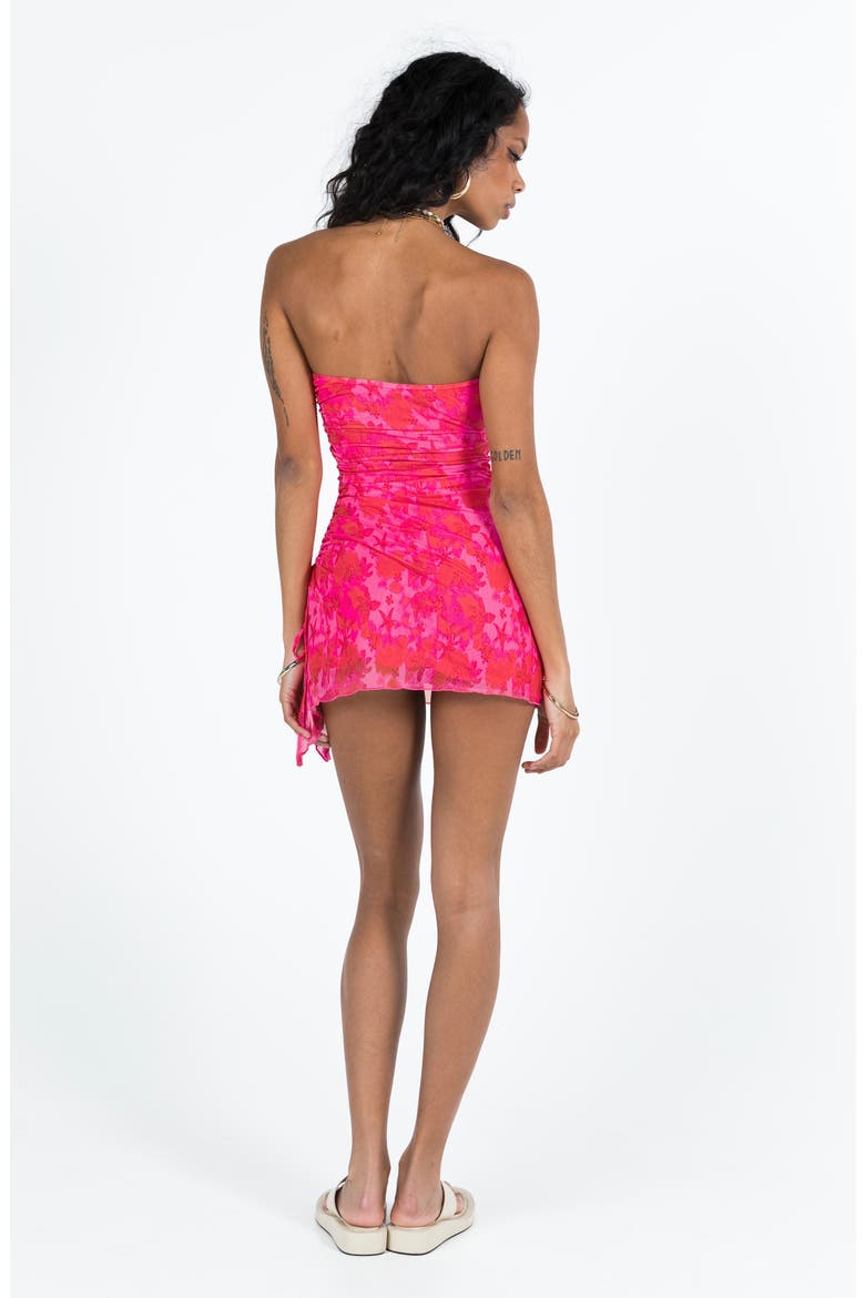 Donelli Floral Strapless Mesh Minidress, Alternate, color, PINK FLORAL