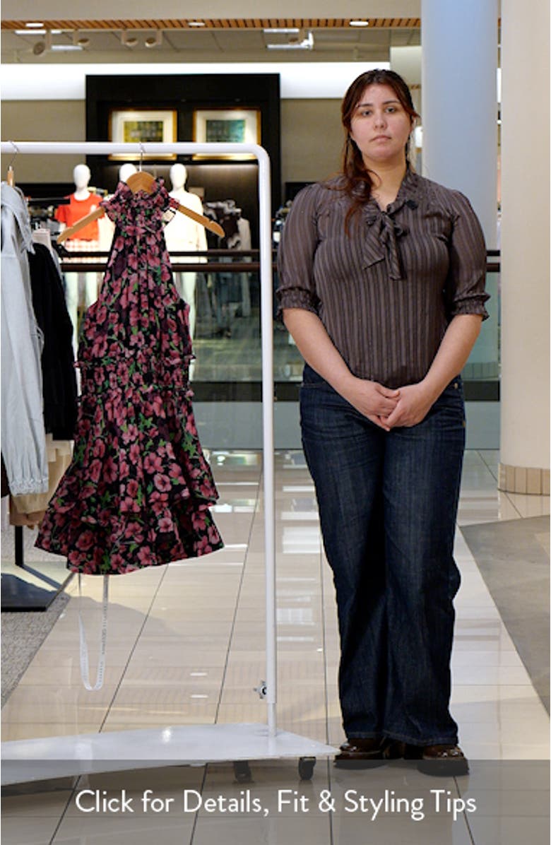 Estelle Metallic Floral Smocked Waist Fit & Flare Minidress, sales video thumbnail