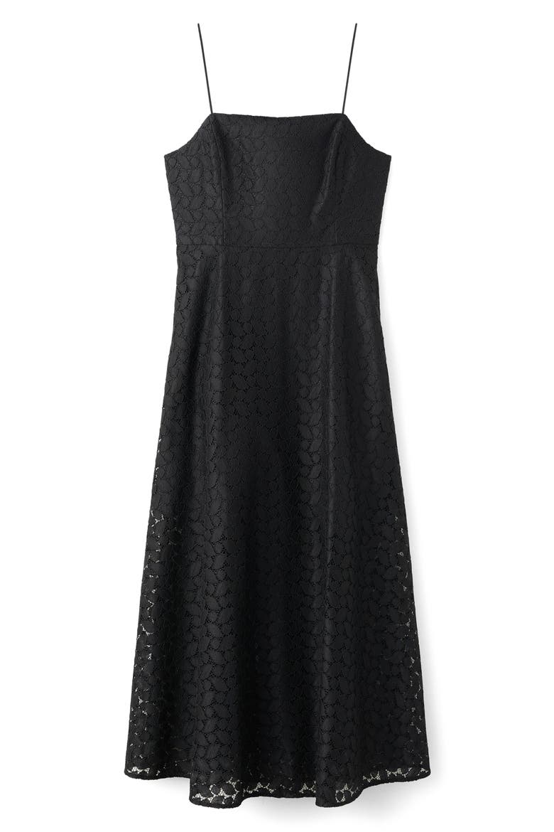 Cutwork Embroidery Midi Dress, Alternate, color, BLACK