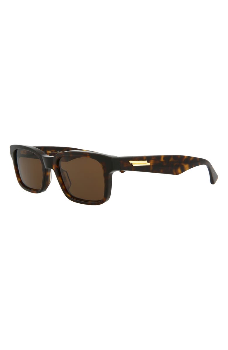 Bottega Veneta 53mm Rectangular Sunglasses, Alternate, color, Havana Brown