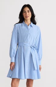 Lands' End Poplin Button Front Dress with Godets