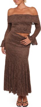 Petal & Pup Bromley Lace Off the Shoulder Top & Maxi Skirt Set