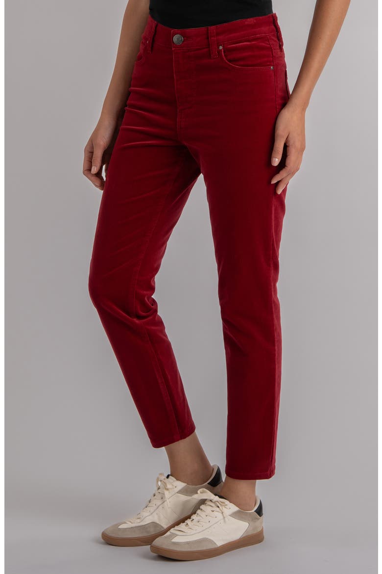 Charlize Ankle Cigarette Velvet Pants, Alternate, color, RED
