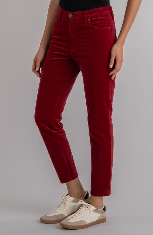 Kut From The Kloth Charlize Ankle Cigarette Velvet Pants In Red
