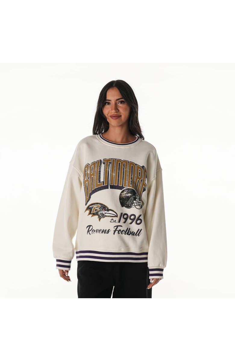 THE WILD COLLECTIVE Women's The Wild Collective Cream Baltimore Ravens Oversized Vintage French Terry Sweatshirt, Main, color, Cream