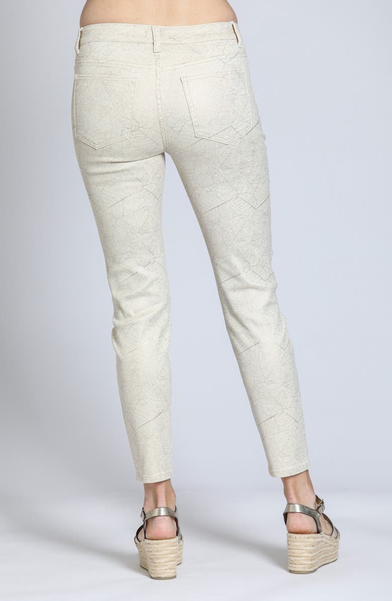 APNY Gold Leaf Print Skinny Jeans, Alternate, color, 