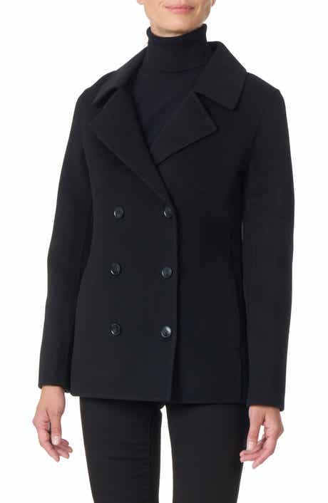 Bruno Magli Double Face Wool Blend Double Breasted Coat