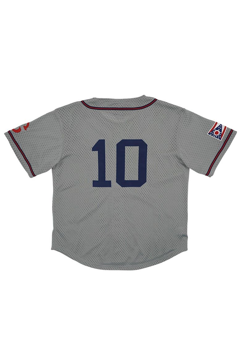 Men's Rings & Crwns #10 Gray Cleveland Buckeyes Mesh Button-Down Replica Jersey, Alternate, color, Gray