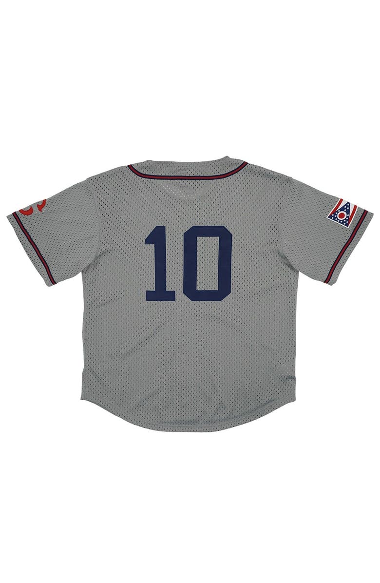 RINGS & CRWNS Men's Rings & Crwns #10 Gray Cleveland Buckeyes Mesh Button-Down Replica Jersey, Alternate, color, 