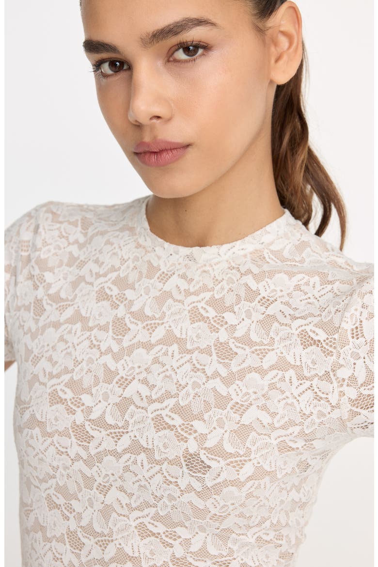 Stretch Lace Baby T-Shirt, Alternate, color, CHALK