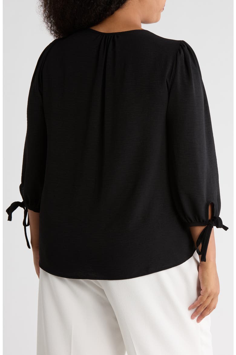V-Neck Long Sleeve Top, Alternate, color, BLACK