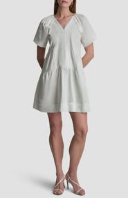 DKNY Topstitch Detail Stretch Cotton Tiered Minidress