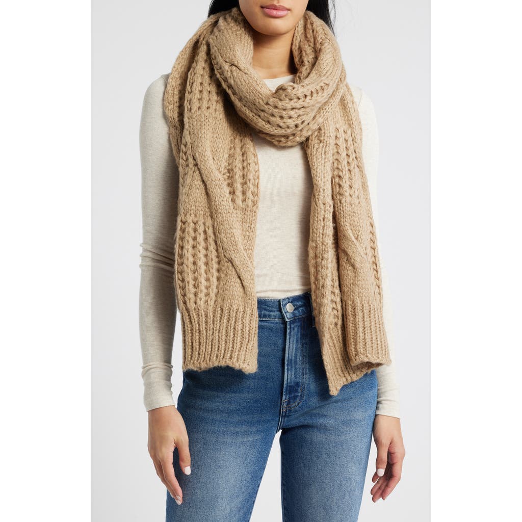 Tasha Cable Knit Scarf in Taupe