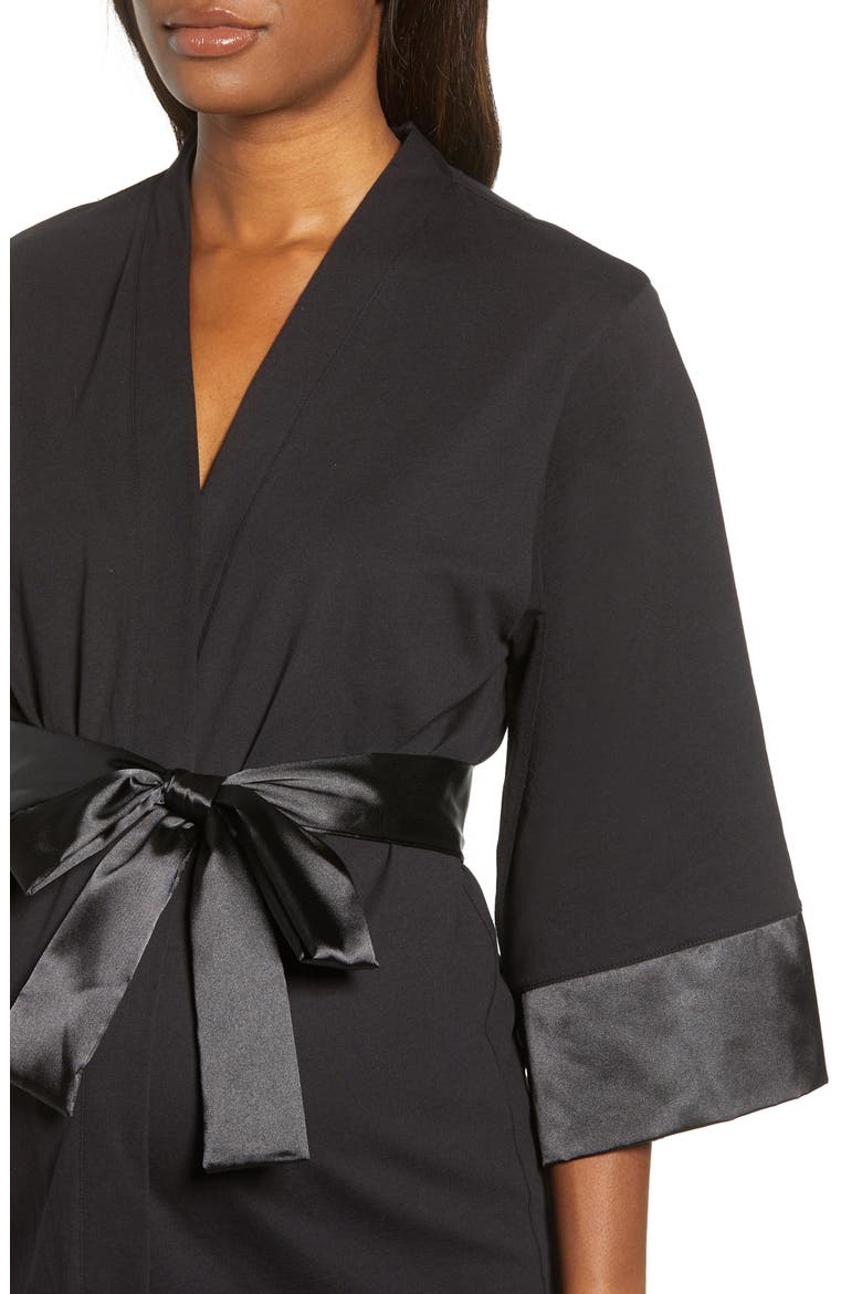 Maternity/Nursing Robe, Alternate, color, BLACK SATIN