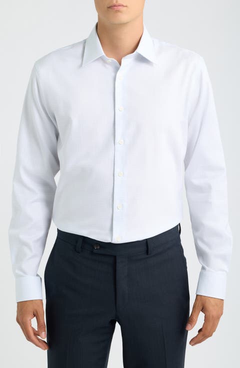 Trim Fit Check Premium Non-Iron Cotton Dress Shirt