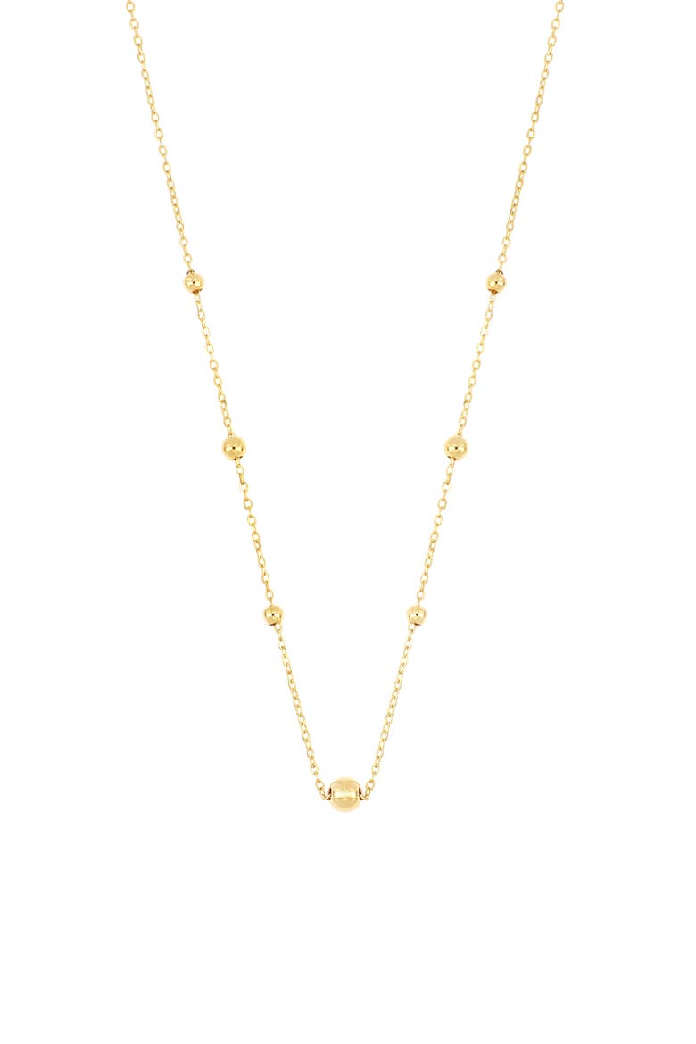 14K Gold Stud Earrings & Beaded Necklace Box Set (Nordstrom Exclusive), Alternate, color, YELLOW GOLD