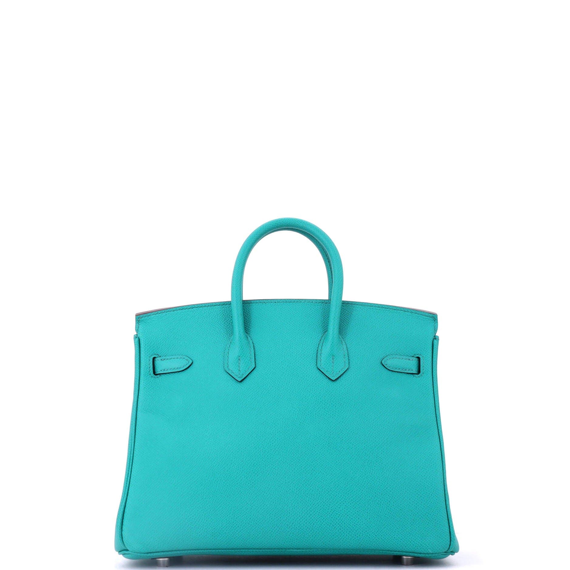 Pre-Owned Hermes Birkin Handbag Blue Epsom with Palladium Hardware 25, Alternate, color, Bleu Paon