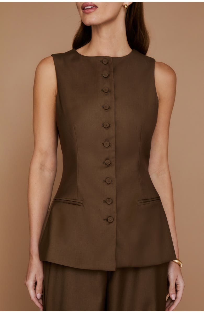 Six Stories Tailored Waistcoat, Alternate, color, Chocolate