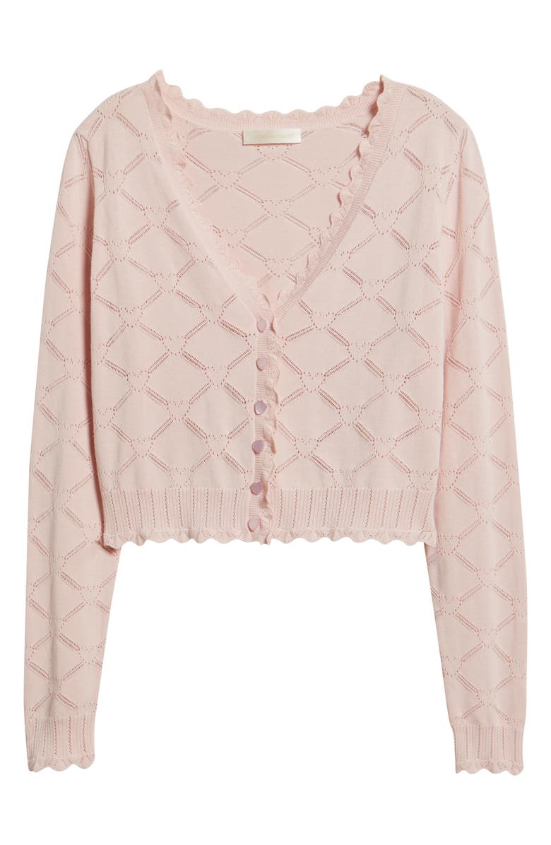 LoveShackFancy Petra Crop Cardigan, Alternate, color, Velour Pink