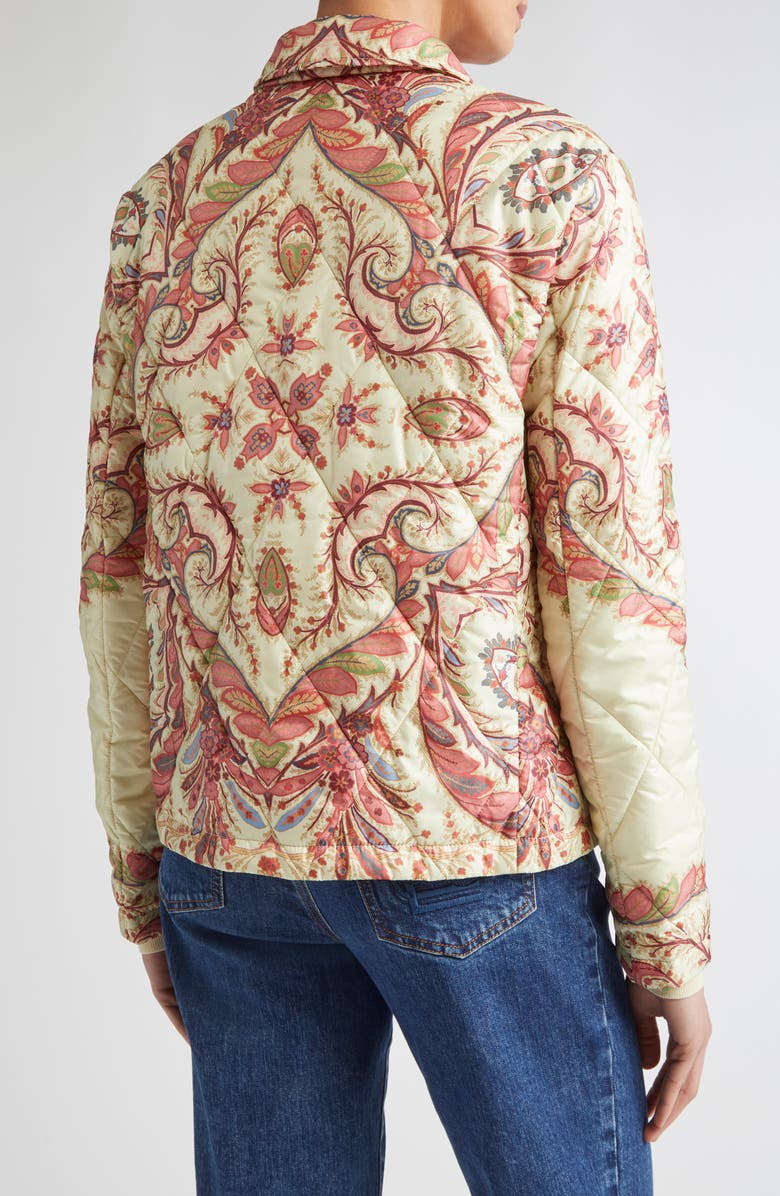 Etro Paisley Quilted Barn Jacket, Alternate, color, Off White Print