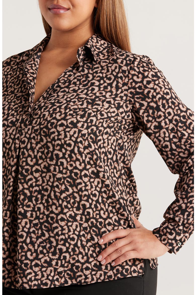 Abstract Animal Print Top, Alternate, color, BROWN MULTI