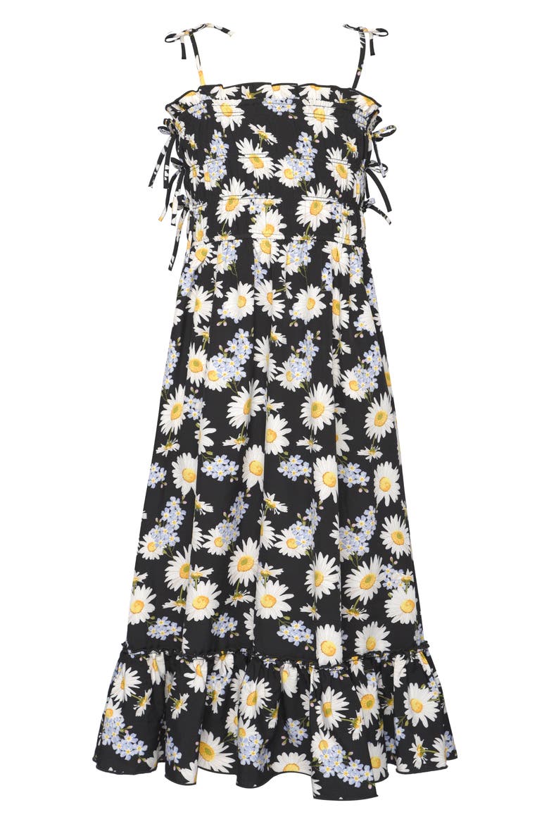 Kids' Daisy Shirred Sundress, Main, color, BLK MULTI