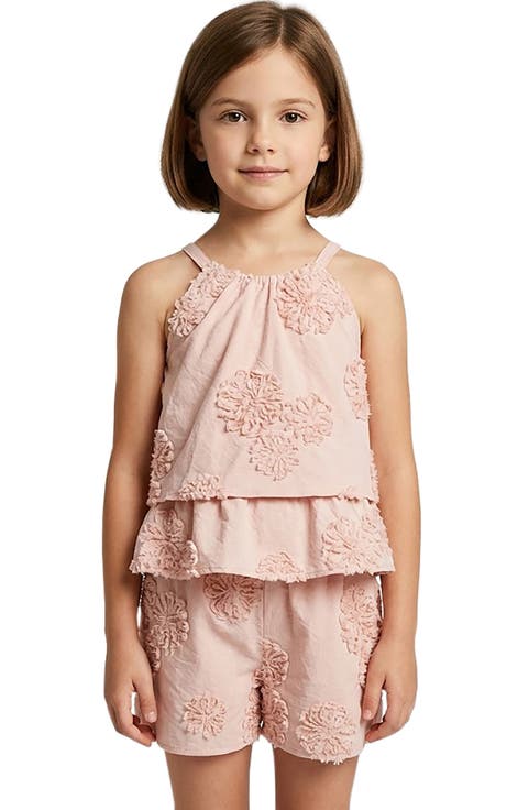 Kids' Ruffle Embroidered Peplum Cotton Top (Big Kid)