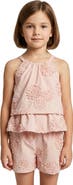 Hayden Girls Kids' Ruffle Embroidered Peplum Cotton Top
