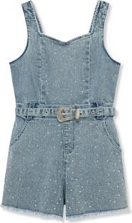 Truce Kids' Belted Denim Romper